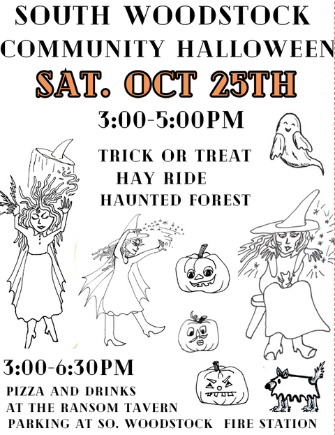South Woodstock Community Halloween Sat Oct 25 3-5PM